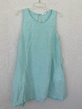 Sigrid Olsen Light Mint Linen dress size L